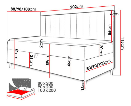 Jednolůžková postel 100 Kazmir 2 (bílá + šedá ) (s roštem, matrací a úl. prostorem)