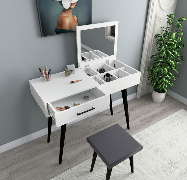 Toaletní stolek Randy (Bílá + Černá) *bazar