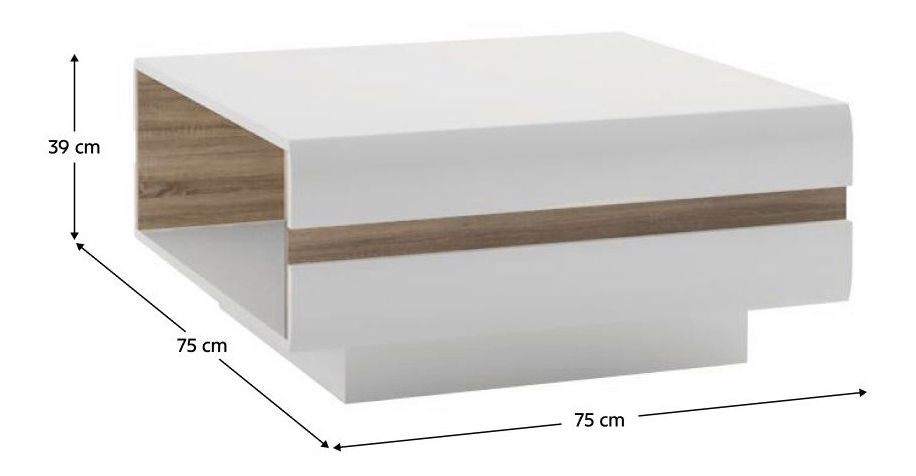 Konferenční stolek Lynatut Typ 71 (extra vysoký lesk bílý + dub sonoma tmavý truflový)