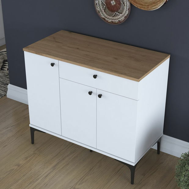 Komoda Jette 94 (ořech + bílá)