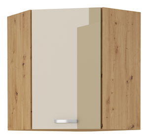 Rohová horní kuchyňská skříňka Arryn 58x58 GN-90 1F (dub artisan + lesk cappucino)