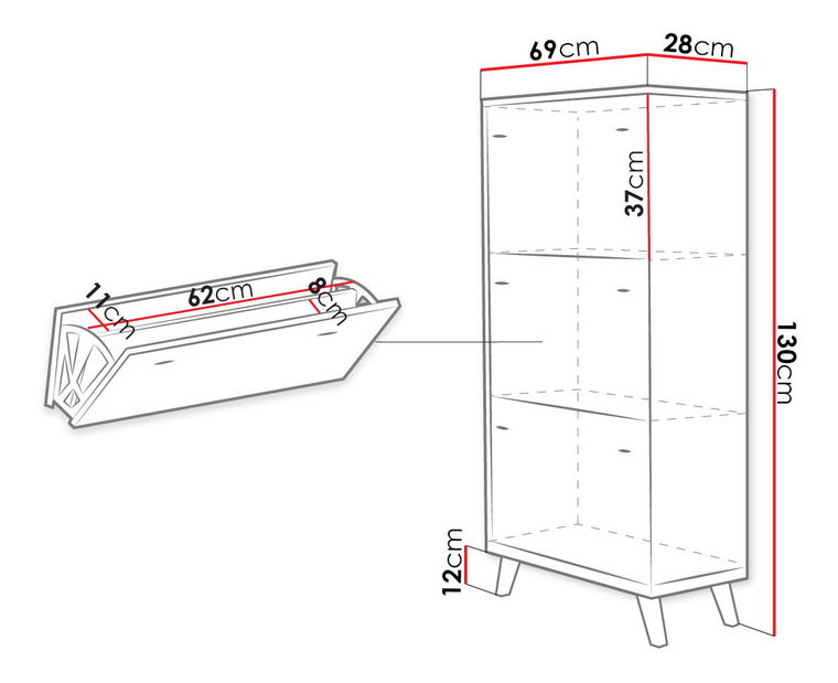 Skříňka Talbergia TN02 (bílá + bílá + dub craft zlatý)