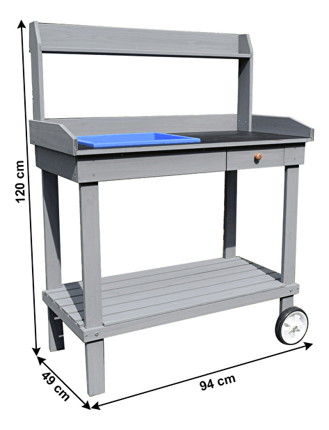 Zahradní pracovní stůl Barrie (s umyvadlem) (šedá)