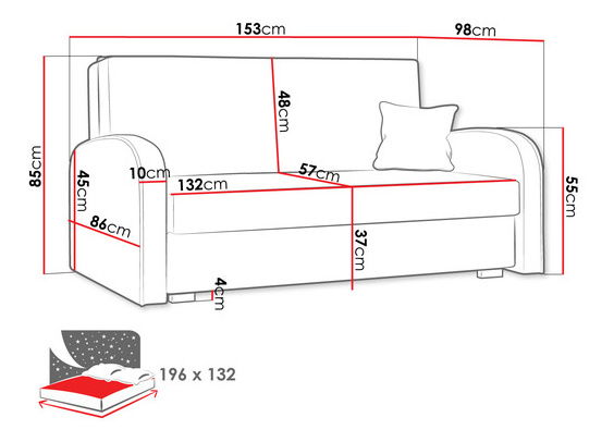 Rozkládací pohovka Carivia Soft III (modrá) (s úl. prostorem)