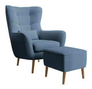 Křeslo s podnožkou Veneza VZ1 (modrá + buk)