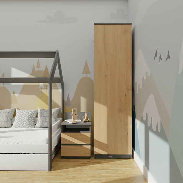 Šatní skříň Musecalo 2 (antracit + dub artisan)