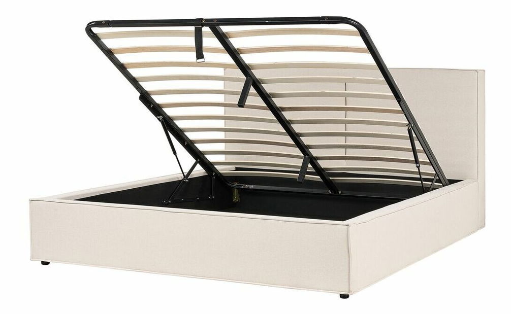 Manželská postel 180 cm Moiza (béžová) (s roštem) (s úl. prostorem)