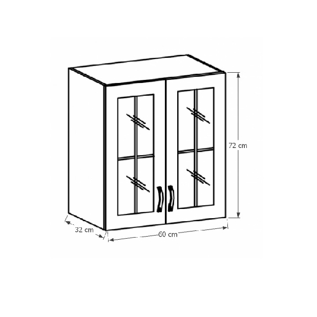 Horní kuchyňská skříňka se sklem G60S Provense (bílá + sosna andersen)