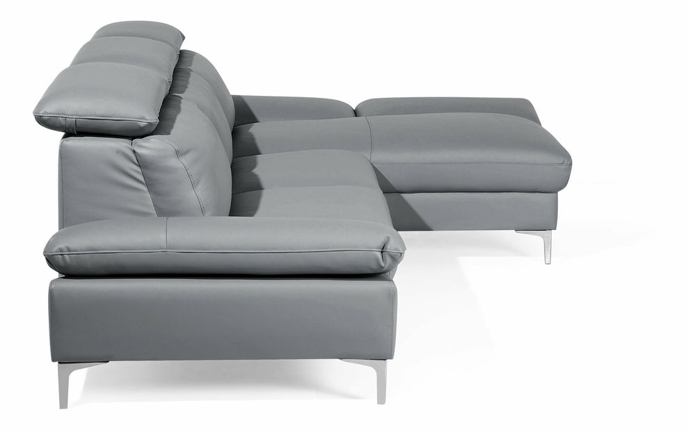 Kožená Rohová sedací souprava Farona (světle šedá) (P)