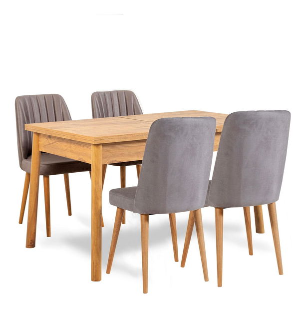 Jídelní set Senteago 2 (pro 6 osob) (borovice atlantická + šedá)