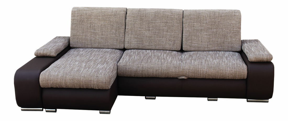 Rohová sedací souprava Late roh hnědá + koženka hnědá (L)
