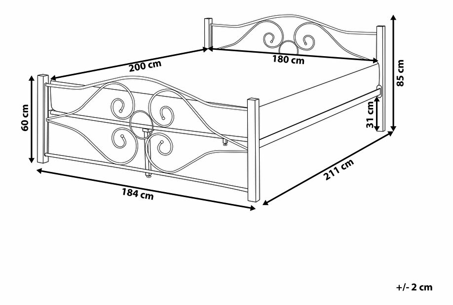 Manželská postel 180 cm FLANGE (s roštem) (bílá) *výprodej