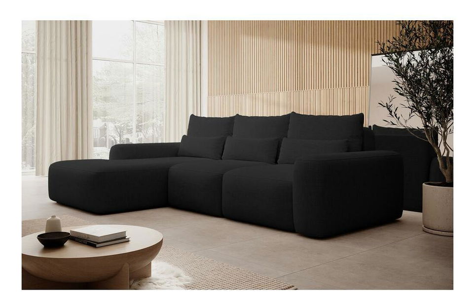 Rohová sedací souprava Carlito (L) (černá + černá)
