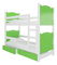 Patrová dětská postel 180x75 cm Marryann (s roštem a matrací) (bílá + zelená)
