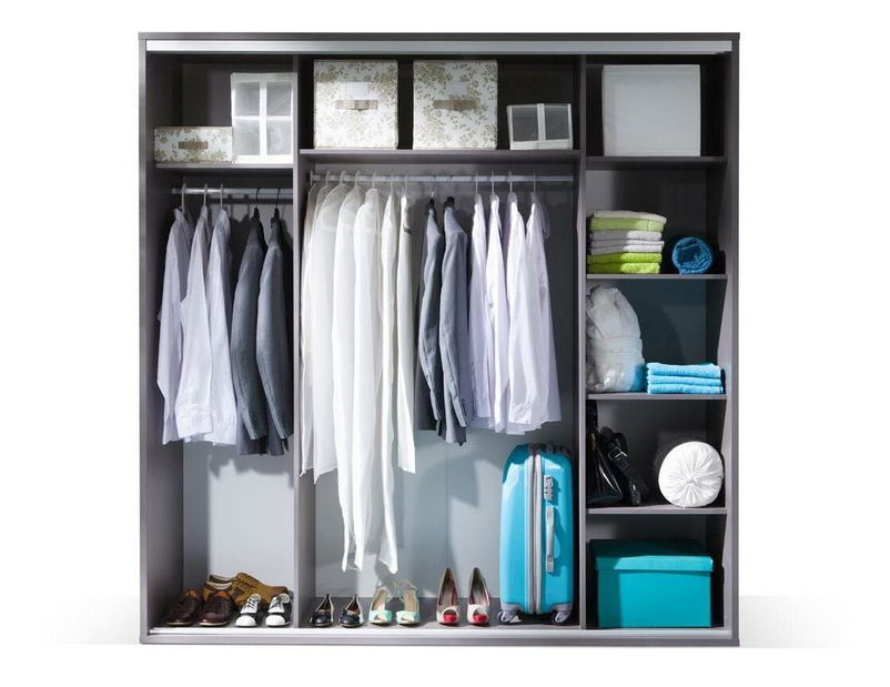 Šatní skříň s posuvnými dveřmi Irlam Z19 (bílá) (se zrcadlem)