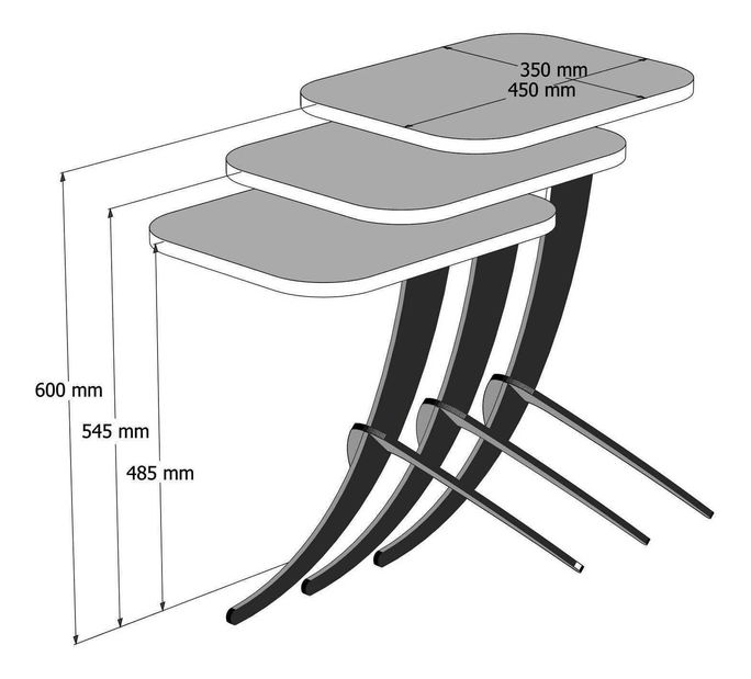 Set konferenčních stolků Peony (Ořech)