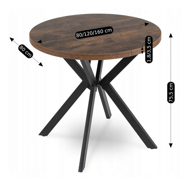 Rozkládací jídelní stůl Desistir (dub rustikal + černá) (pro 4-8 osob)