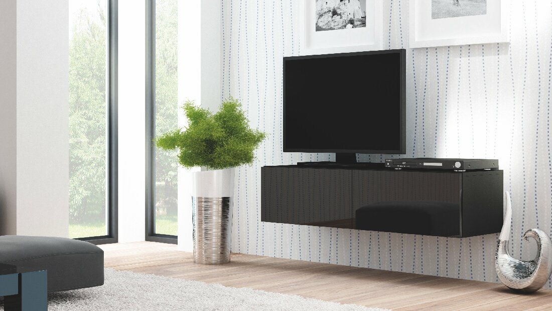 TV stolek/skříňka Livo RTV-160W (černá + lesk černý)