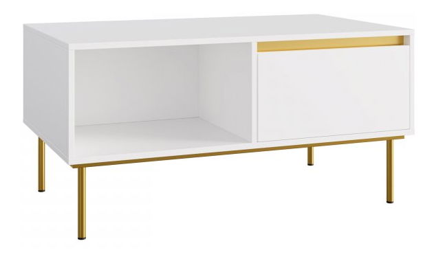Konferenční stolek Gelean (bílá + zlatá) *výprodej