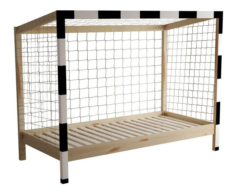 Dětská postel 90 cm Facilmente (přírodní + bílá + černá) (s roštem)