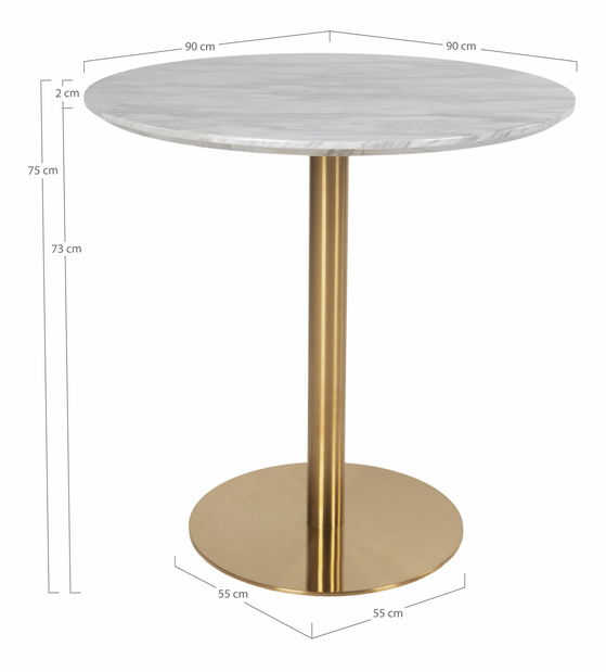 Jídelní stůl Bvaria 4 (bílá + mosazná)