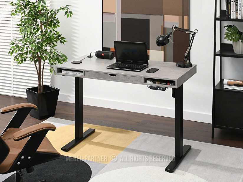 PC stolek Osto 120 (beton + bílá)