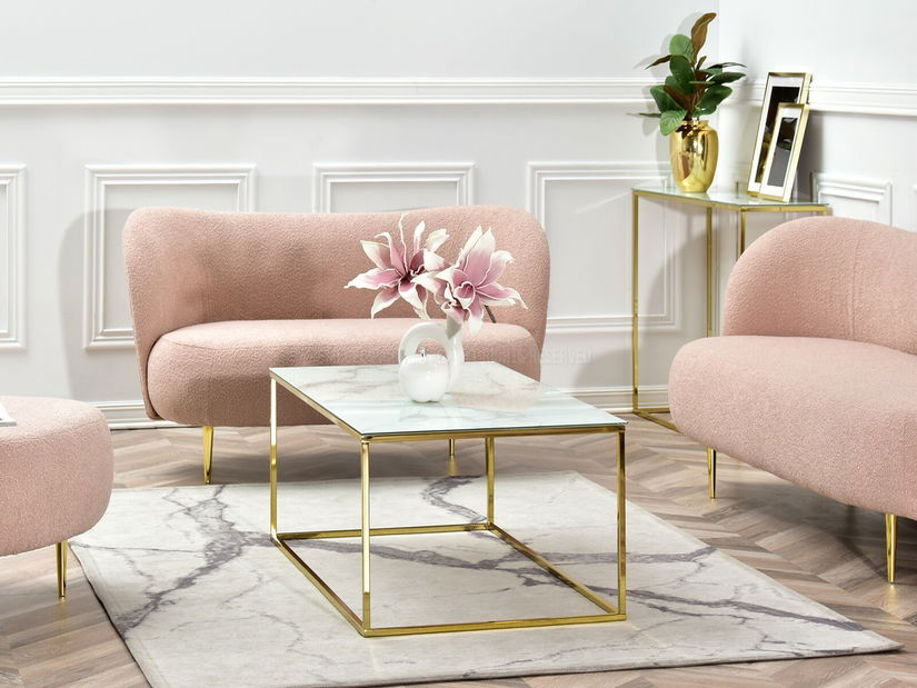 Konferenční stolek Bella Xl (bílý mramor + zlatá)