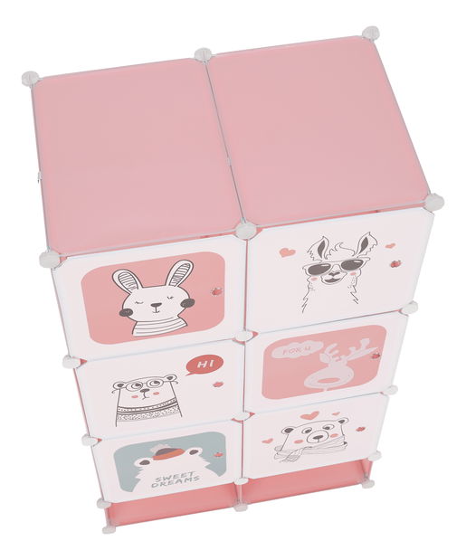 Modulárna skříň Finnstar (růžová + dětský vzor) *výprodej