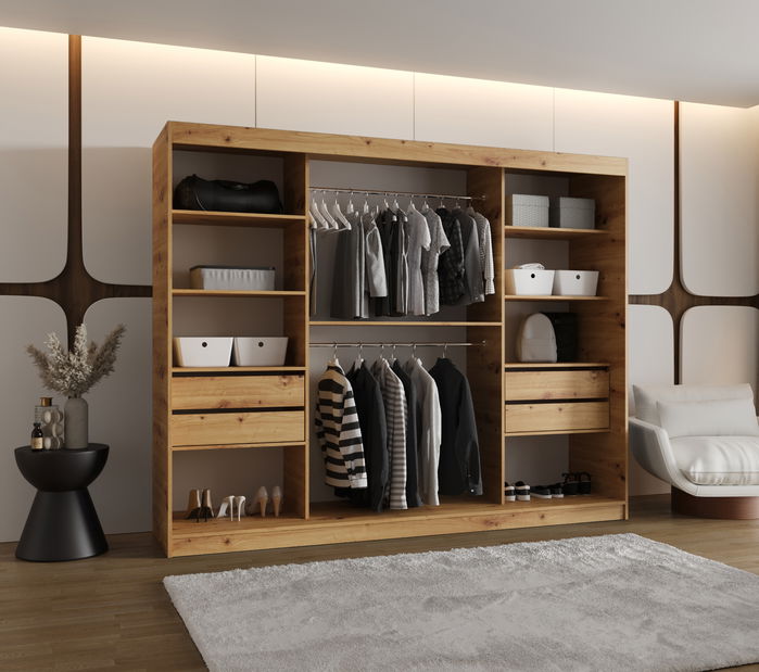 Šatní skříň 250 cm Spock (dub artisan)