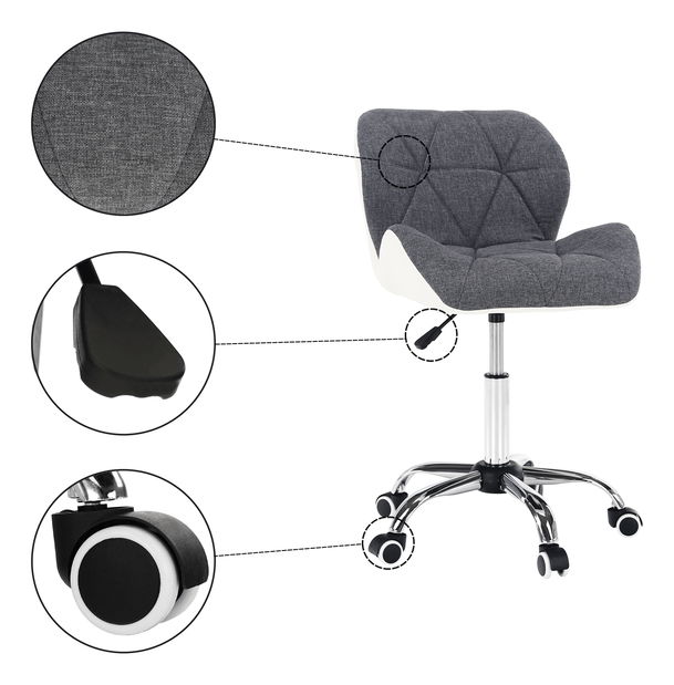 Set 2 ks. kancelářských křesel Badda (šedá + bílá) *výprodej