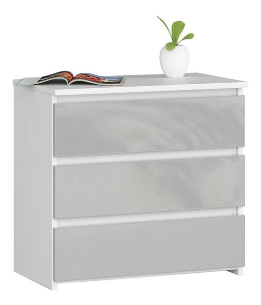 Noční stolek Caelum (bílá + metalický lesk)