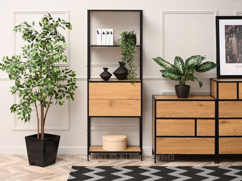 Regál Soren Reg (dub + černá)