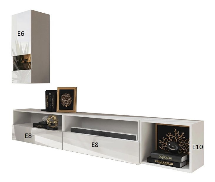 Obývací stěna Berny 42 (bílá + bílý lesk)