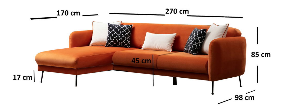 Rohová sedací souprava Samantha (L) (Oranžová)