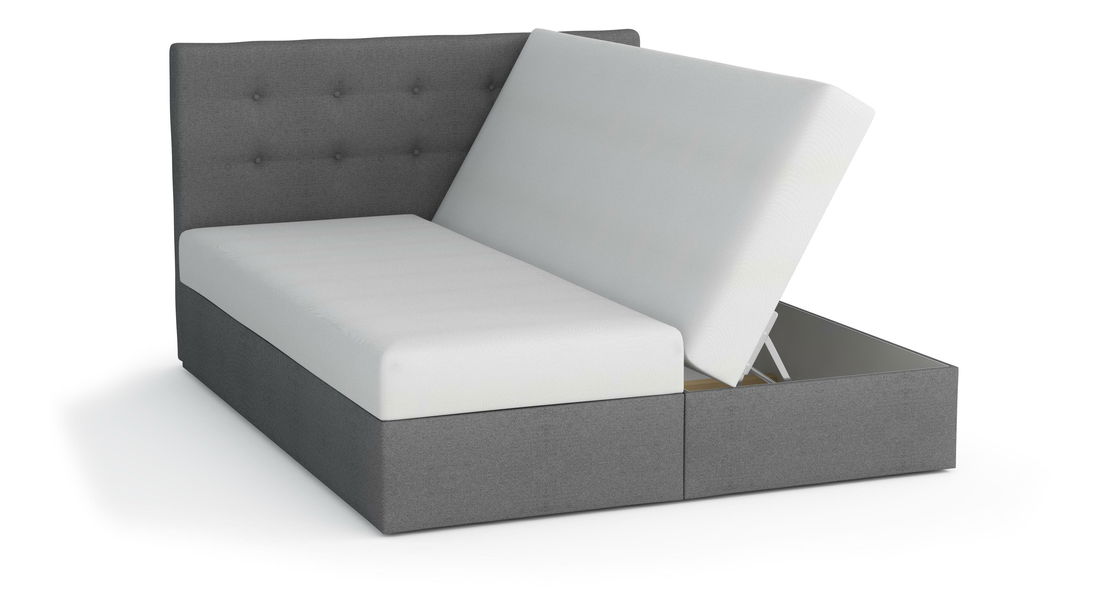 Manželská postel 160 cm Boxspring Marion Comfort (hnědá + světle šedá) (s roštem a matrací)