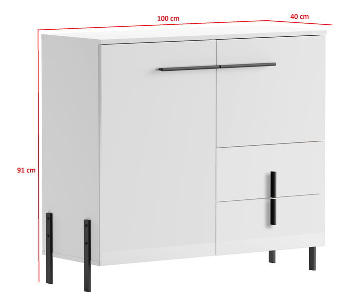 Komoda Jarama K01 (bílá + vysoký lesk bílý)