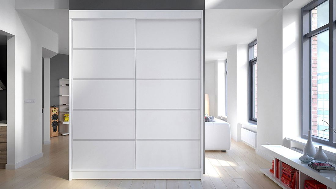 Skříň s posuvnými dveřmi Bianca IV (bílá) (bez osvětlení)