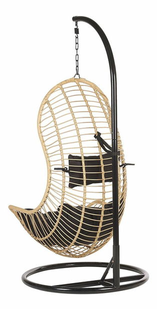 Závěsné křeslo se stojanem PINOGRO (polyratan) (béžová)