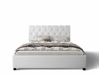 Manželská postel 140 cm Sylvie (bílá) (s roštem a úložným prostorem)
