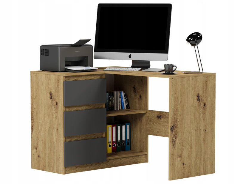 Rohový PC stolek Nolmir (artisan + antracit) (L)