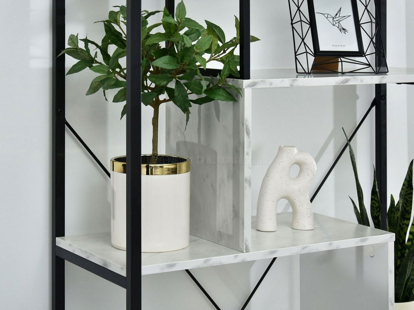 Regál Harp B (bílý mramor + černá)