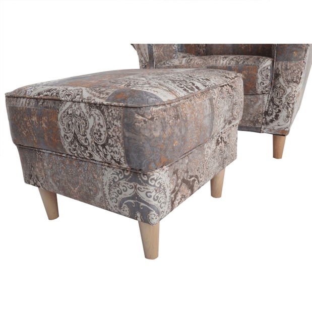 Křeslo ušák s taburetem Aevo (vintage 1026)