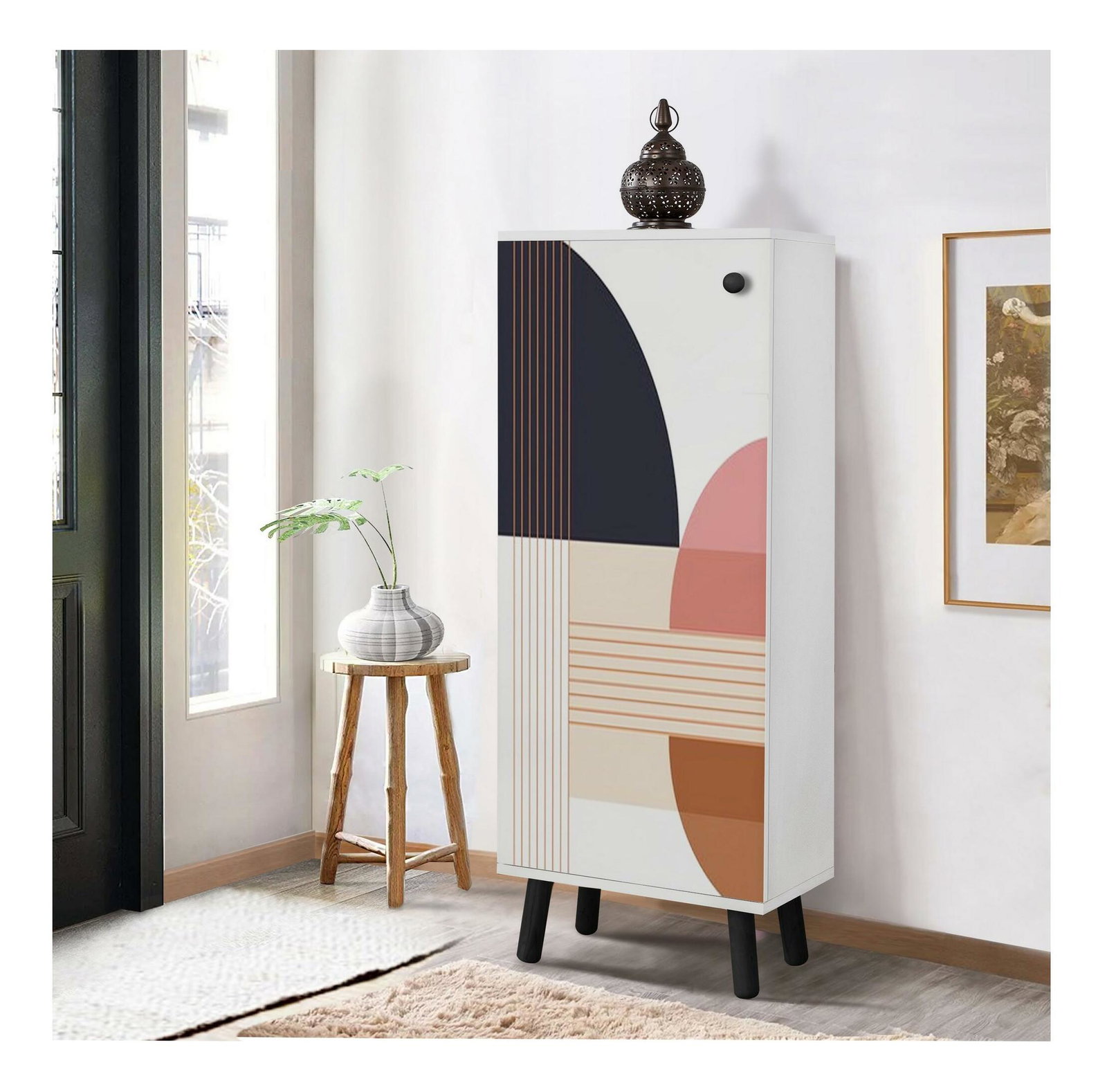 Botník (skříňka na boty) Beside 28 (bílá + černá)