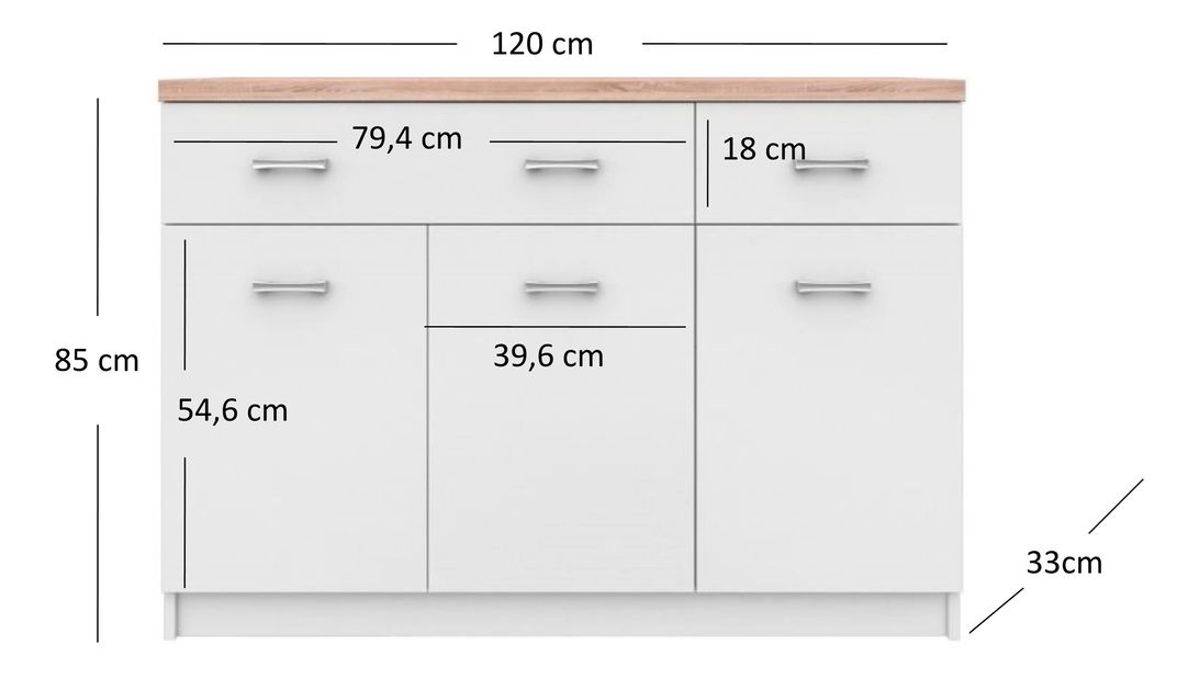 Komoda Tianna 3d2s (bílá)