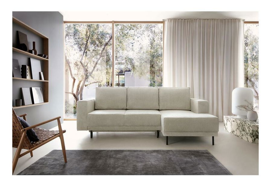 Rohová sedací souprava Rodriguez mini (P) (béžovošedá + černá)