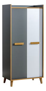 Šatní skříň Wendy W1 (antracitová + bílá + dub wotan)