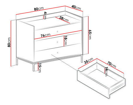 Komoda Tezarta 3SZ (černá) *bazar