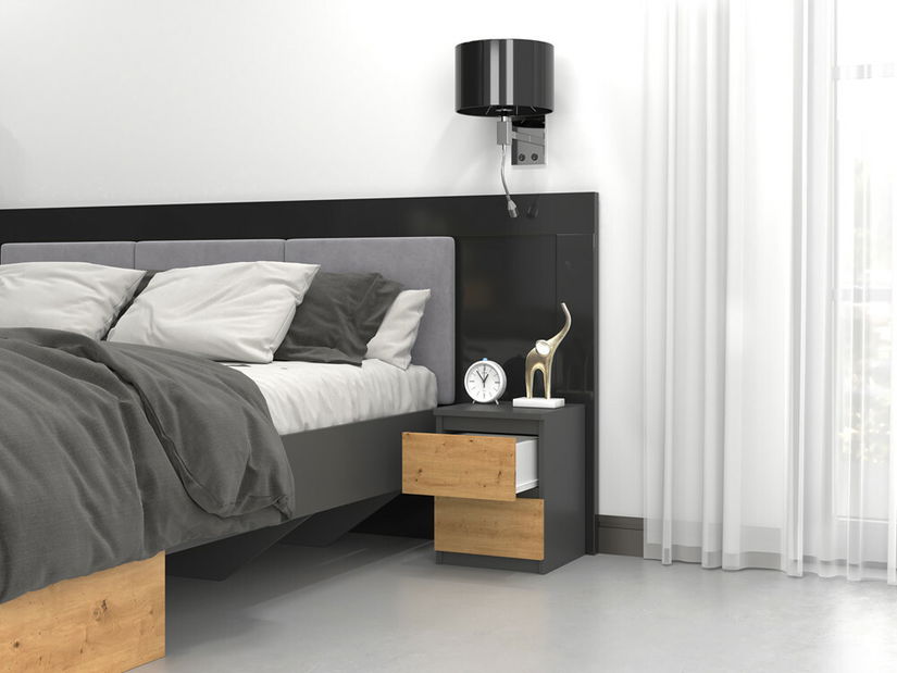 Noční stolek Musecalo 2 (antracit + dub artisan)
