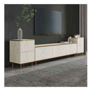 TV stolek/skříňka Iris 1 (travertin + zlatá)