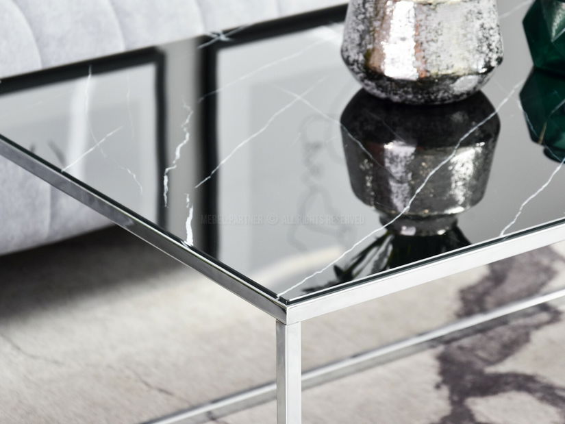 Konferenční stolek Bella Xl (černý mramor + chromová)